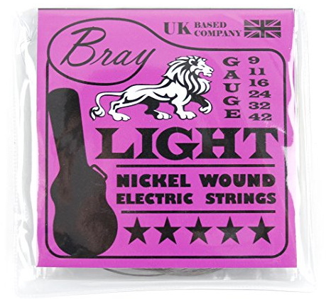 Bray níquel Wound Cuerdas para guitarra eléctrica (09 – 42) perfectas para Rockjam, Epiphone, Les Paul, Guitarra eléctrica Fender Squier & sgr