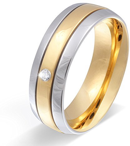 Juwelier Schönschmied - Damen Partnerring Ehering Hochzeitsring Asilar Edelstahl Zirkonia 62 (19.7) 110Dac