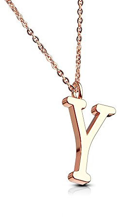 Bungsa BUCHSTABE Y Kette Rosegold - BUCHSTABEN-ANHÄNGER Y Halskette in Rosegold - Alphabet Kette rosé - aus Edelstahl - Schmuck für Damen, Kinder & Herren