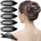 RC ROCHE 6 Stück Haarspange Haarklammer Französisch Geschwungen für Damen Mädchen Fester Halt Ohne Rutschen Hochwertig Haare Hochstecken, Medium Schwarz