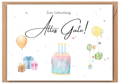 MOKY Geburtstagskarte Glückwunschkarte zum Geburtstag Alles Gute Postkarte mit Umschlag