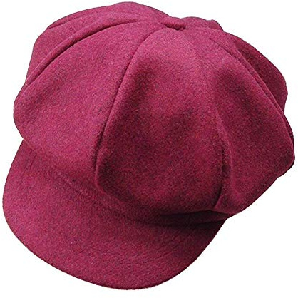 Enfant Casquettes Plates Newsboy Béret Chapeau Visière Gavroche Casquette Rouge Foncé