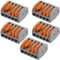 5 PACK | 5 Way 32 AMP WAGO Lever Connector | Electrical Push Snap Fit Terminal Block | Reusable Lighting Junction Choc Clamp | 0.08mm² - 4mm² Power Cables | 222-415 | 400V Max Spring Arm Wire Holder