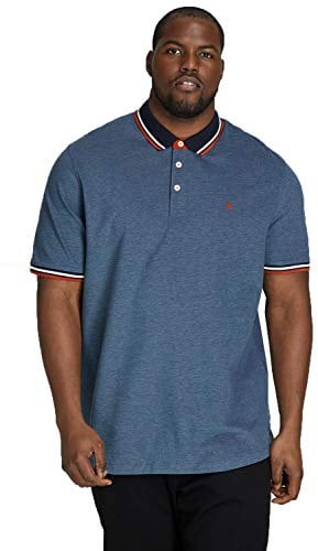 JACK & JONES Herren Poloshirt JJEPAULOS - Relaxed Fit Plussize XXL-8XL Baumwolle, Größe:4XL, Farbe:Denim Blue PS 12143859