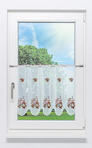 Plauener Spitze Scheibengardine Pilz (Bx H) 97.80cm * 50cm Braun/braun-grün