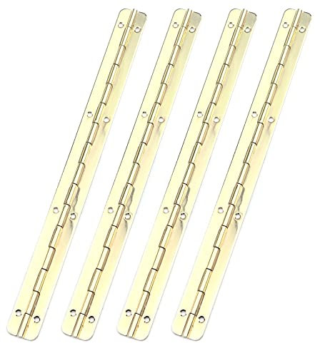 MY MIRONEY Bisagras doradas de metal para piano de 20 cm x 1,7 cm, bisagras largas, plegables, caja de madera, caja de regalo, bisagra de puerta de gabinete con tornillos, paquete de 4
