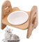 Céramique Gamelles Support Bambou, Gamelles Chien Chat, Bol pour Animaux de Compagnie Surélevé, Bol d'alimentation pour Chien Chat, Bol pour Chat Antidérapant, 6-13 cm 4 Niveaux Réglables, pour Chat