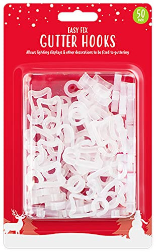 1 | 50 | 200 Pcs Christmas Gutter Hooks Heavy Duty Outdoor Indoor Decoration Clips Xmas Tree Fairy String Lights LED Seasonal Celebrations Occasions Wedding (50 X Gutter Hooks)