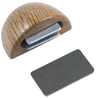 Amig - Tope Magnético Adhesivo para Puertas de Paso - 48 x 25 mm - Modelo 407 - Acabado en Madera de Roble - Fijación en el Suelo - Fácil Instalación