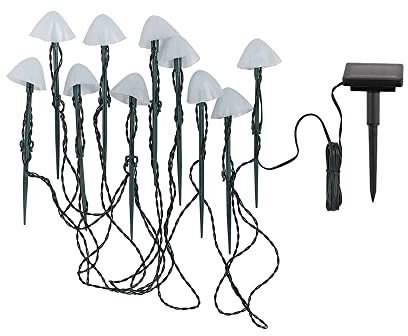 LUMI JARDIN Champy 10 Mini-Pilze, solarbetrieben, Wegmarkierung, Einfahrt, LED, warmweiß, 3,8 m