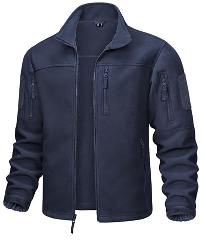 MAGCOMSEN Herren Übergangsjacke Military Tactical Winterjacke mit Voll Zip Hiking Jagd Windbreaker Herren Winddicht Taktische Jacken Vielen Taschen Airsoft Bekleidung Dunkelblau 3XL