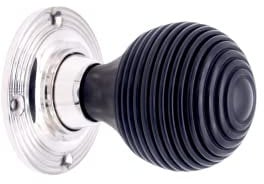 Infinity Decor 100% Pure Ebony Wood Door Knobs/Bun & Beehive Wooden Door Knob/Door Handles Polished Nickel Finish (Ebony Beehive)