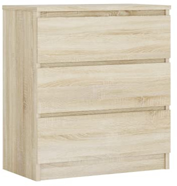 Kommode mit 3 Schubladen, Farbe: Sonoma Eiche, H: 79 cm, B: 70 cm, T: 39 cm