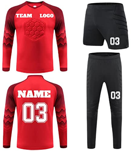 LJYTMZ Torwarttrikot Personalisieren für Kinder, Benutzerdefiniert Torwart Trikots für Herren mit Nummer Name Team Logo Torwarttrikot Fußballtrikot Geschenk