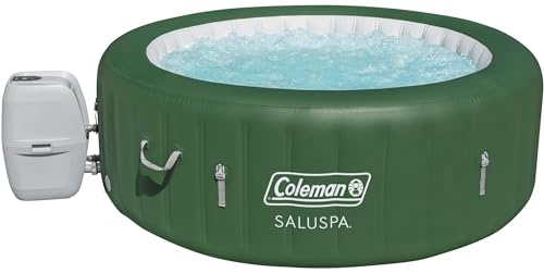 Coleman Palm Springs EnergySense AirJet Inflatable Hot Tub Spa (77 x 28) | Portable Hot Tub with 2 Covers (1 Energy-Efficient Thermal Cover and 1 Standard Cover) | Fits Up to 4-6 Persons | Green