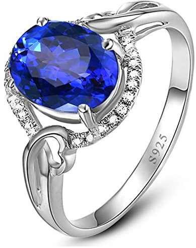 KnSam Sterling S925 Silber Solitär Ring, Bow-Knot Partnerringe mit Simulierte Blau Saphir Ring Gr.56 (17.8)