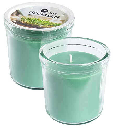Ikea HEDERSAM Duftkerzen im Glas, frisch geschnittenes Gras, je 40 Stunden - 2er Set
