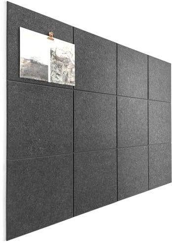DECORITA Lot de 12 tableaux en liège noir de 119,4 x 88,9 cm – Grand tableau en liège de 121,9 x 91,4 cm pour bureau – Grands tableaux en liège pour murs – 183 x 122 cm – Gris noir