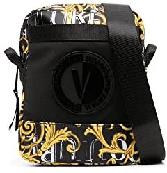Versace Borse Uomo Nero Borsa a tracolla con stampa Logo Couture e logo V-Emblem UNI