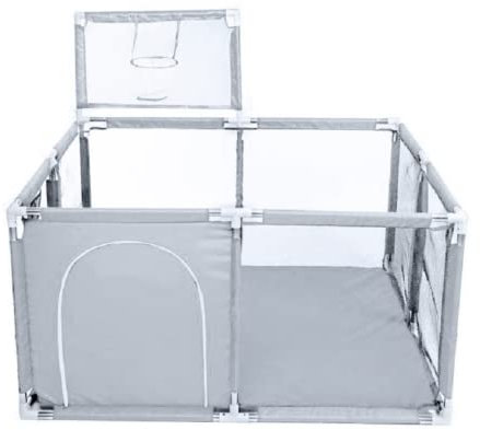 YAZOCO Laufstall Baby 122x182cm Laufgitter Absperrgitter mit atmungsaktivem Netz Schutzgitter Krabbelgitter für Kinder, große Sicherheitsspielplatz Baby Laufstall (Grau 128x128cm)