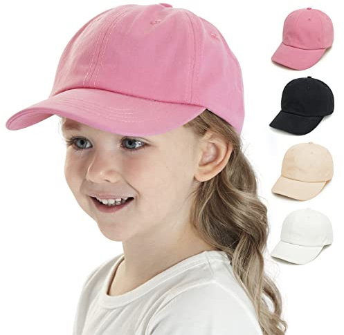 YANWANG Baby Kids Solid Color Baseball Caps Cappello da Sole in Cotone Regolabile per Bambini Ragazzi Ragazze （Dark Pink，6-24Months）