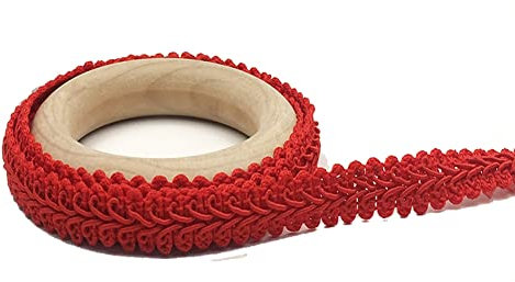 Yurosiay 25m×1.2cm Posamentenborte Bunt Handgemachte Geflochtene Borten Vintage Gewebte Drehkordel Borte Geflochtenes Spitzenband Geflochtene Bordüre Stoffborte zum Nähen Bsteln Rot