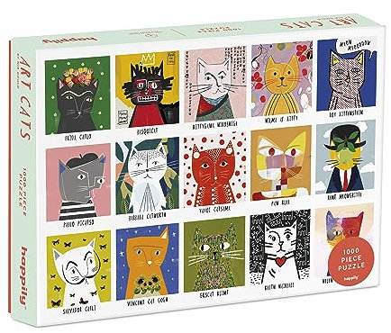 Art Cats 1000 Piece Jigsaw Puzzle for Adults | Premium 100% Recycled Board | 1000 Piece Cat Jigsaw Puzzle | Gift for Cat Lovers | Happily Puzzles