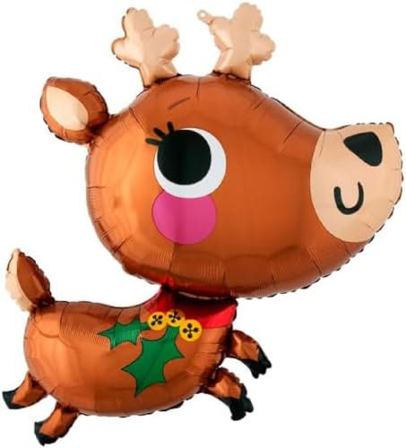 Amscan 4204275 - Super Shape Folienballon Rentier, 76 x 76 cm, Rudolf, Weihnachten, Dekoration