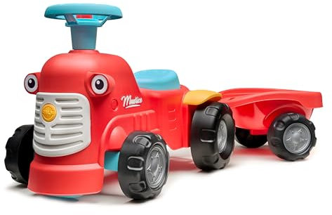 Falk - Rutschauto Traktor Mauritius rot mit Anhänger – ab 12 Monaten – 90% recycelter Kunststoff 900 C