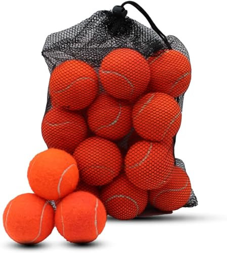 Magicorange Palline da tennis, 20 pezzi, palline da tennis avanzate, palline da allenamento, palline da gioco per cani e animali domestici, con tasca a rete per un facile trasporto (arancione)