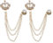 EMSea 2er-Pack Krone Brosche Hängende Kette Brosche Anstecknadel für Männer, Geschenke, Punk-Buck-Krawatte Anstecknadel, Hängende Kette Strass-Kragenkettennadel, Gold