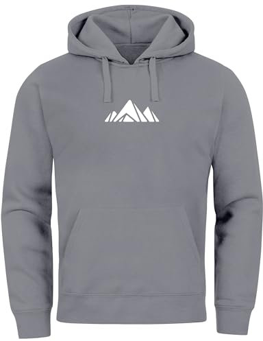 Neverless® Hoodie Herren Polygon Print Wandern Geometric Berg-Motiv Geometric Kapuzen-Pullover Männer Outdoor Fashion Convoy-Grey XXL