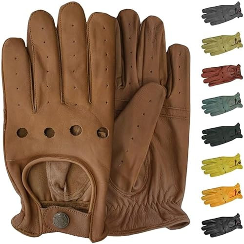 German Wear, Herren Driving Autofahrer-Handschuhe Lederhandschuhe (Karamell, 10=XL)