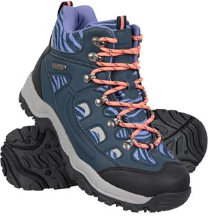 Mountain Warehouse Adventurer Womens Printed Waterproof Boots - Synthetic Upper, Mesh Lined with Heel & Toe Bumpers - Best for Spring Summer, Hiking & Outdoors Navy (Printed) Adult Shoe Size 7