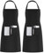 Shentian schwarz Baumwolle Küchenschürze,Grillschürze-Küchentextilien(70X85CM) (2PCS Schwarze Schürze)