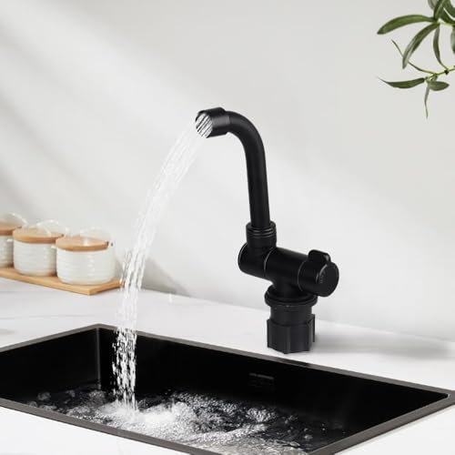 Bar RV Spültischarmaturen Faltbarer Wasserhahn für Wohnmobil 360° Drehung Küchenarmatur Spüle Einhandwasserhähne mit Kalt- und Warmwasserzulaufschlauch