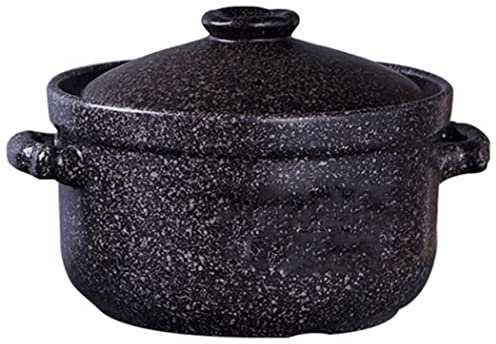 Cazuela con tapa, Olla de barro para cocinar Placa de inducción de cerámica con tapa Olla para guisar Cazuela para horno, Cacerola para sopa Cazuela para cocinar a alta t