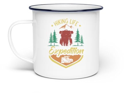 Hiking Life Expedition - Taza esmaltada (talla única), color blanco