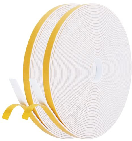 Flintronic Cinta Selladora Espuma, 10M Burletes Puertas Tira de Sellado, 10mmx6mm, Espuma Burlete Adhesivo de Alta Densidad, para Anti Frío, Aislante, Ruido y Colisión(Blanco)