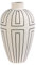 Olly & Rose Nile Cream with Etched Charcoal Lines Ceramic Vase - 20 x 20 x 34.5cm Large Flower Vase Contemporary Home Décor Table Vase