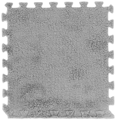 10pcs Plush Foam Floor Mat Prevent Slip Cuttable Thickened Interlocking Carpet Tiles for Bedroom (Grey)