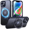Supdeal Magnetic Stand Case for iPhone 13/14 with Invisible Ring Kickstand [Compatible with MagSafe] [Military Drop Protection] Shockproof Protective Translucent Matte Phone Cover, 6.1'', Black
