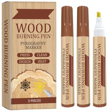 TAKOXIA 3 x Holzbrennmarker, Brandmalstift, Brandmalerei-Marker, einfach zu bedienen, Holzbasteln, Brennstift für Holzmalerei