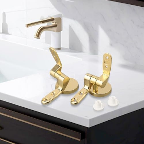 Gold Toilet Hinges Spare, Toilet Seat Hinges Replacement Quick Release Toilet Seat Fixings, Zinc Alloy Construction, For House Hotels Hostels