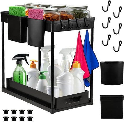 Generico Organizer Cucina Salvaspazio Versatile - Organizer Sottolavello Cucina - Cassetti Estraibili per Cucina - Ripiani Cucina Salvaspazio - Organizer Bagno
