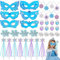 Toyssa Elsa Eiskönigin Mitgebsel Kindergeburtstag Mädchen mit Masken Schneeflocke Halskette Zauberstab Haarspangen Prinzessin Kostüme Zubehör Frozen Gastgeschenke Give Aways Geburtstag Pinata Füllung