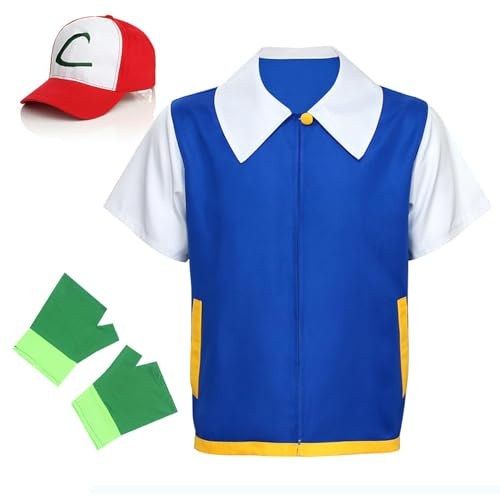 LXWINNER Cosplay Kostüm, TV Serien Kostüm Blaue Jacke, Handschuhe, Hut Halloween Karneval Outfit, für Kinder Junge Halloween Carnival Cosplay Kostüms Zubehör