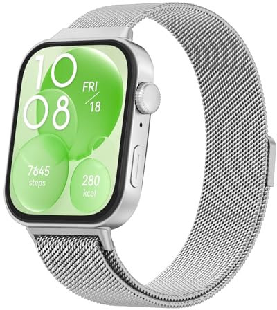 AK für Huawei Watch Fit 3 Armband Damen Herren, Magnetisch Metall Huawei Fit 3 Ersatzarmbänder Edelstahl Uhrenarmband für Huawei Fit 3 Armband mit Magnetverschluss Smartwatch Zubehör für Frauen Männer