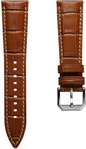WatchGecko Carolina Gator Leather Watch Strap, Light Brown, 20mm
