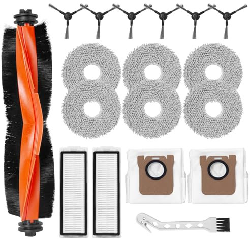 HeyKewi Kit de Accesorios de Repuesto para Xiaomi X20 Max / X20 Pro Aspiradora, 1 Cepillos Principales, 6 Cepillos Laterales, 6 Toallitas, 2 Filtros, 2 Bolsas para el polvo, 1 Cepillo de limpieza